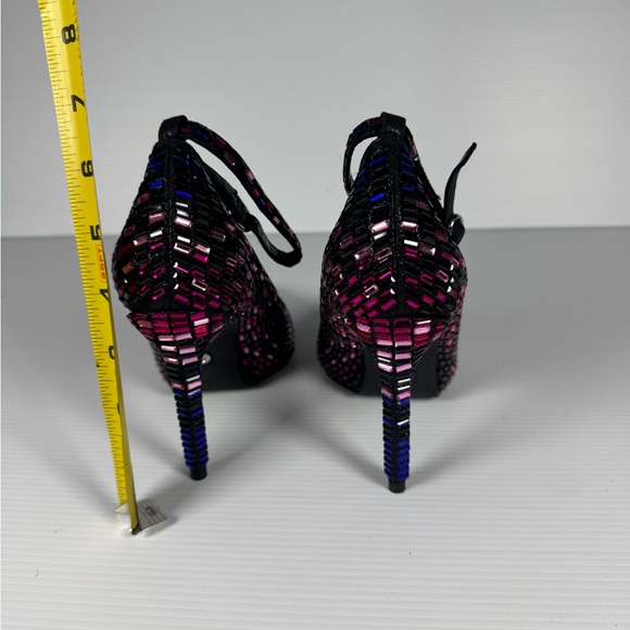 Azalea Wang Teagan Rhinestone Mosaic Stiletto Pumps Ankle Strap Heels Size 6 - Picture 6 of 9